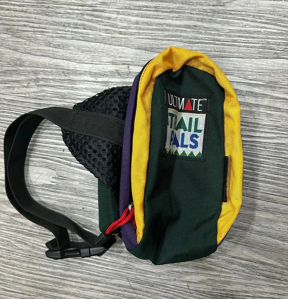 Vintage Ultimate Trail Pals Strider Fanny Pack Green Yellow Purple USA Hiking